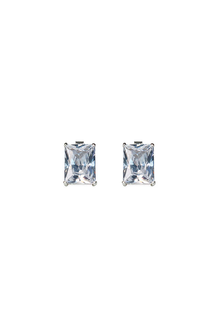 [925silver] square cut cubic earing